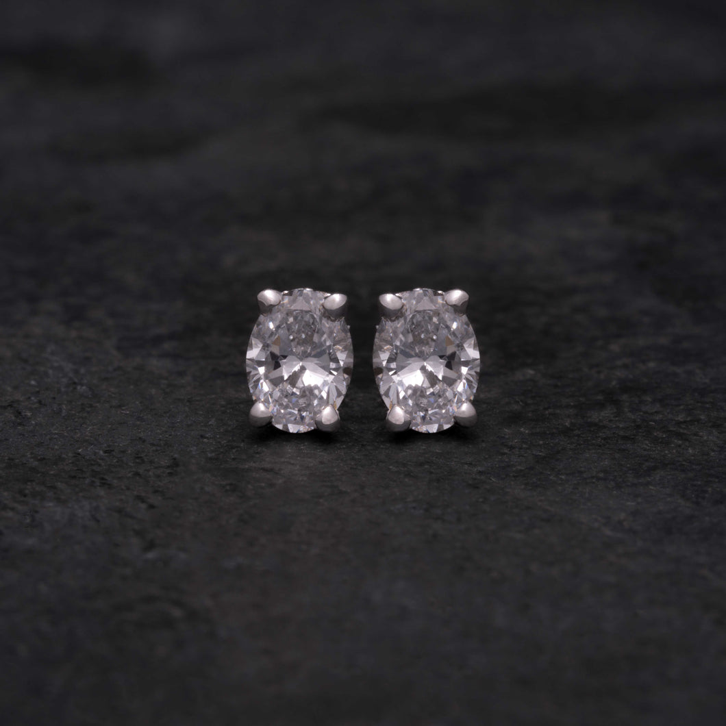 Oval Diamond Halo Earrings