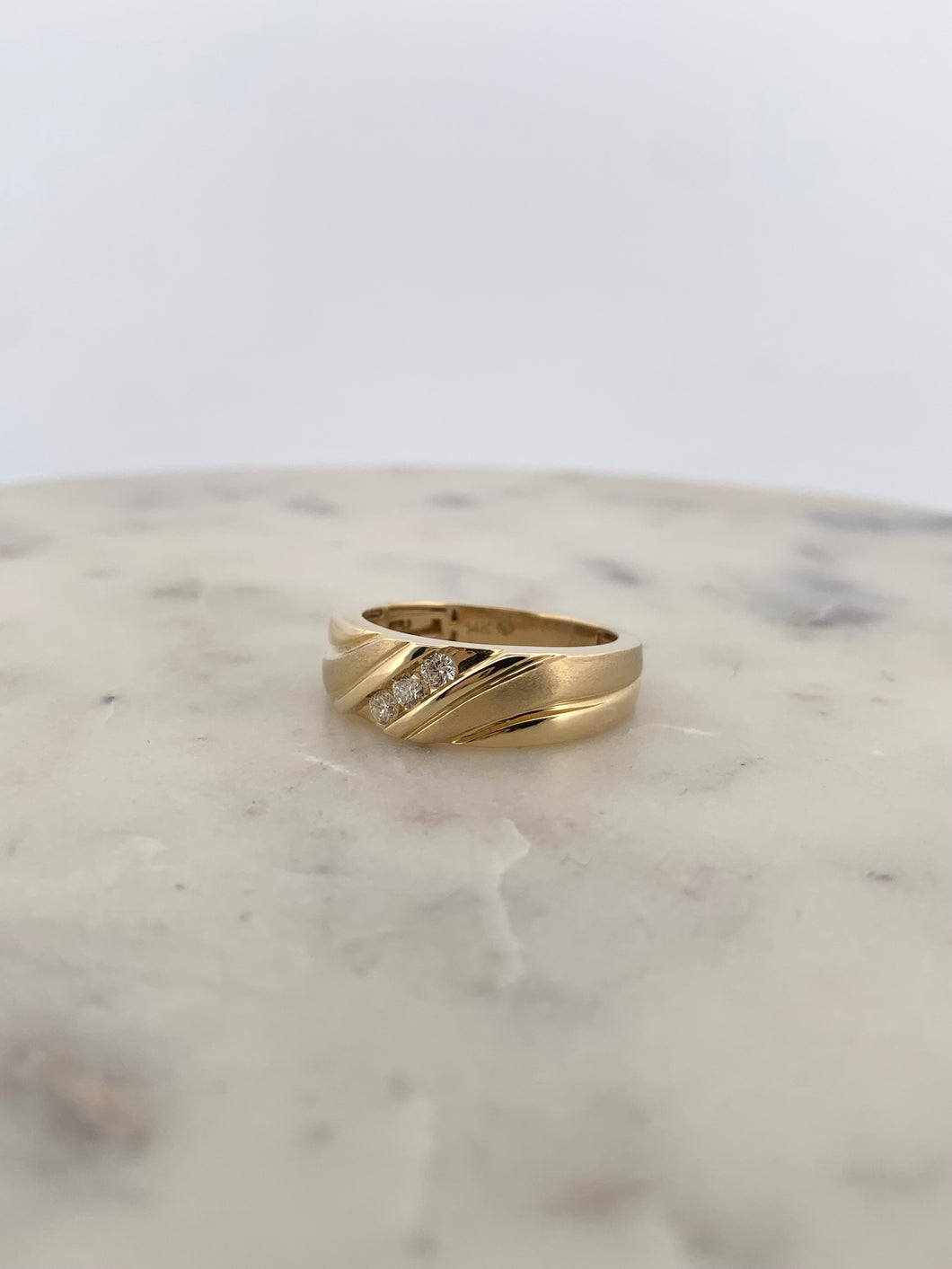 Men’s 3 Stone Ring- YG
