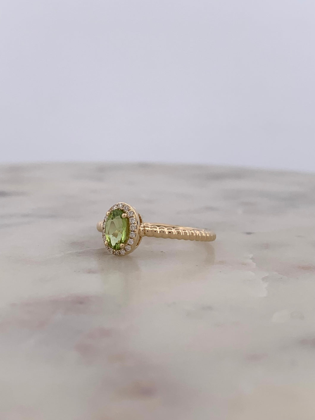 Peridot Diamond Rope Ring