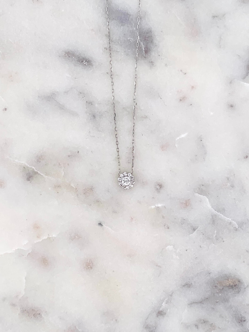 Round Halo Pendant with Necklace