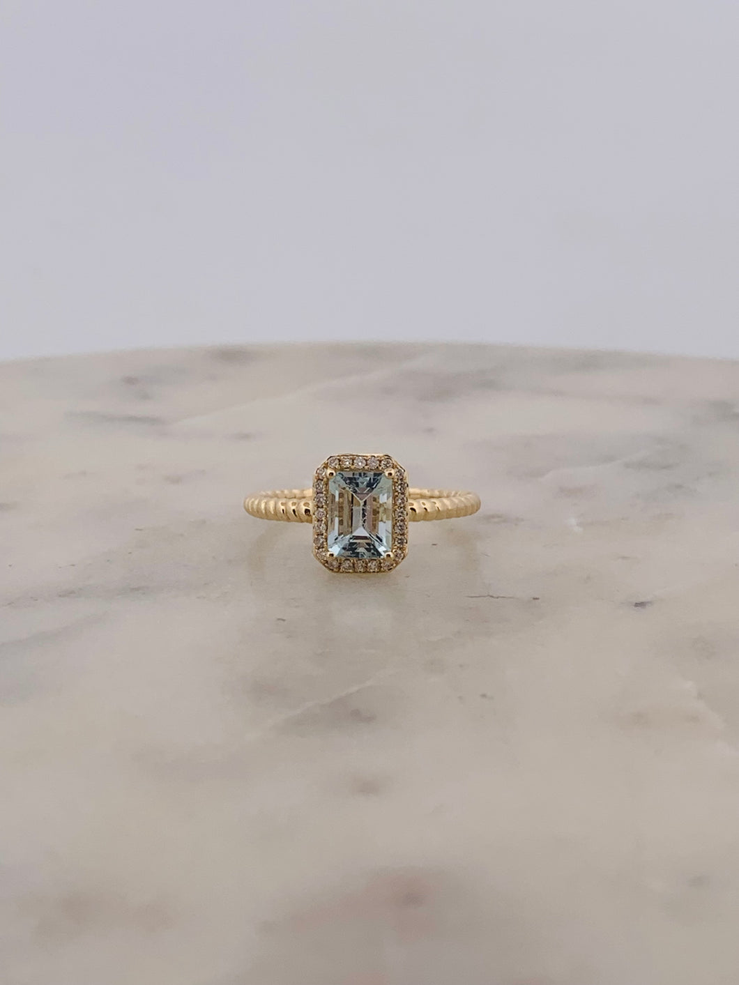 Aqua Rope Diamond Ring