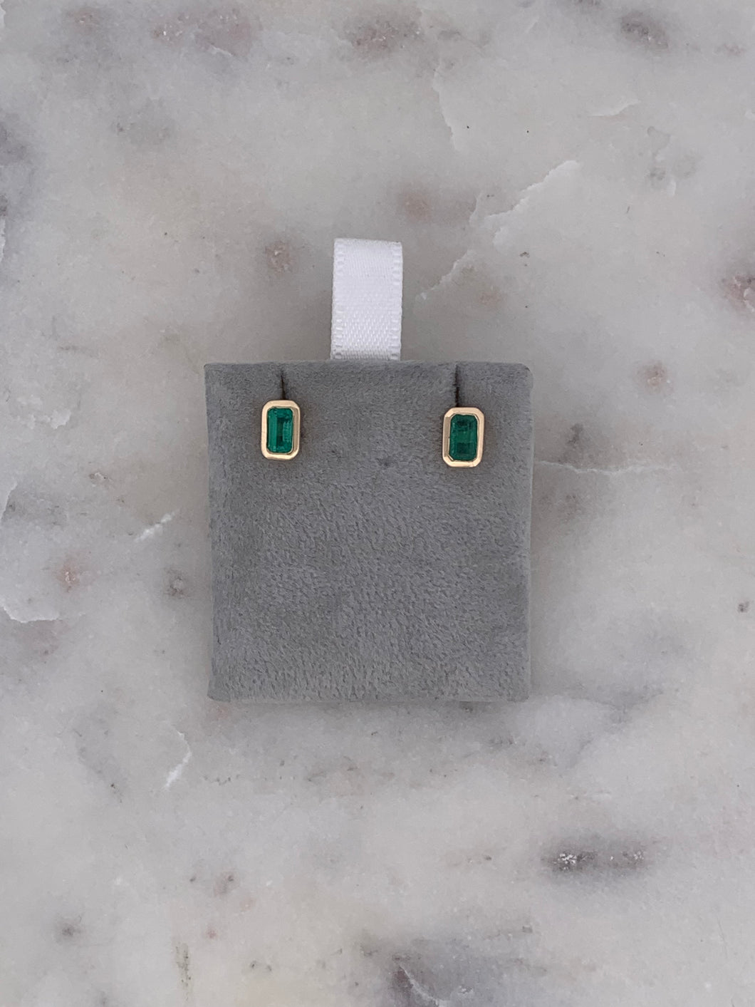 Emerald Bezel Earrings