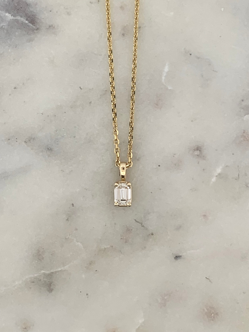 Emerald Solitaire Pendant- YG