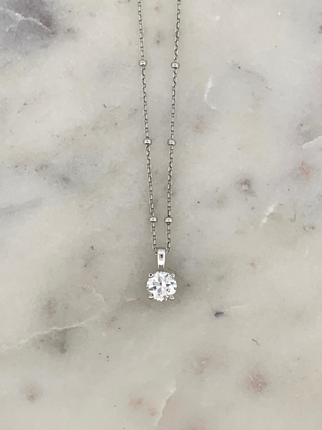 Round Solitaire Pendant- WG