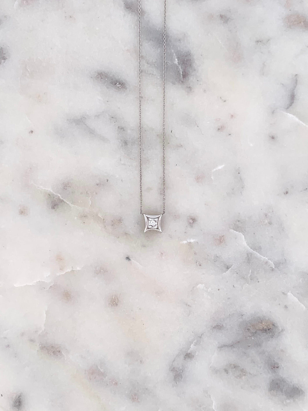 Princess Cut Bezel Set Pendant with Necklace
