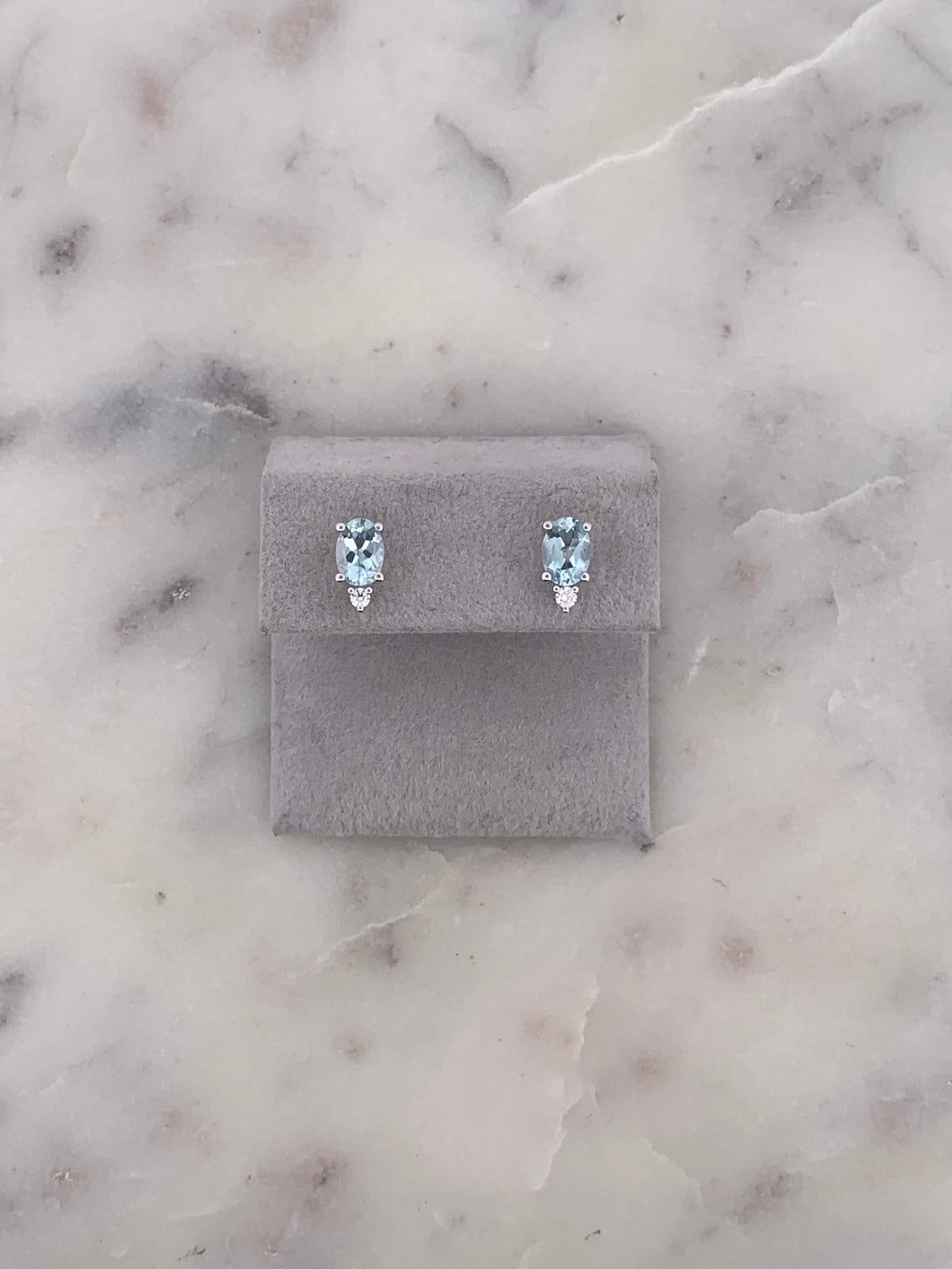 Aquamarine Oval Diamond Earrings