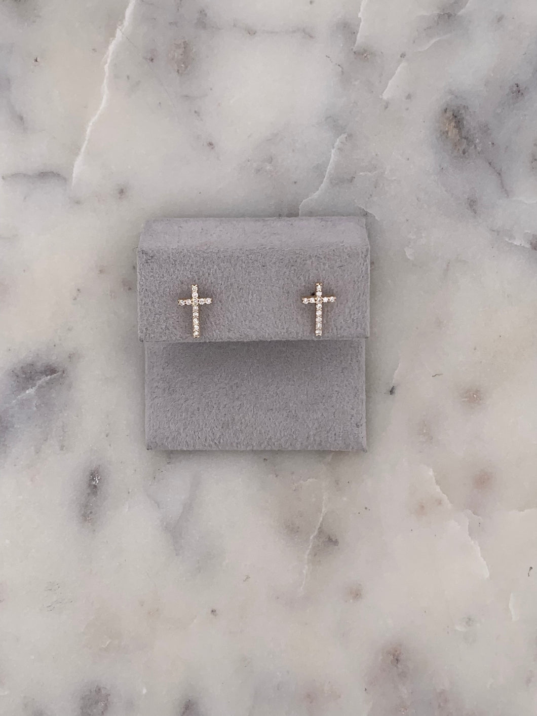 Cross Diamond Earrings - YG