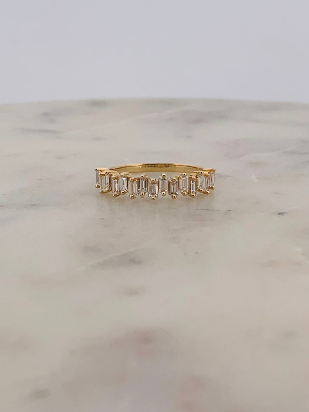 Baguette Half Diamond Band- YG