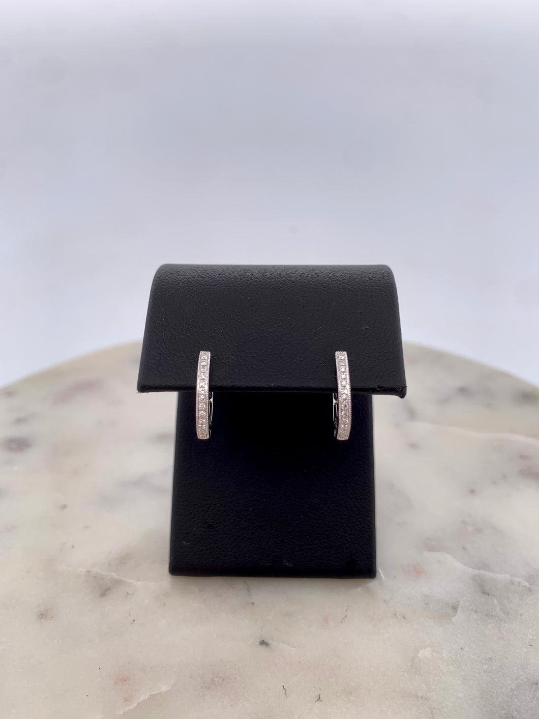 Oval Pave Huggie- WG