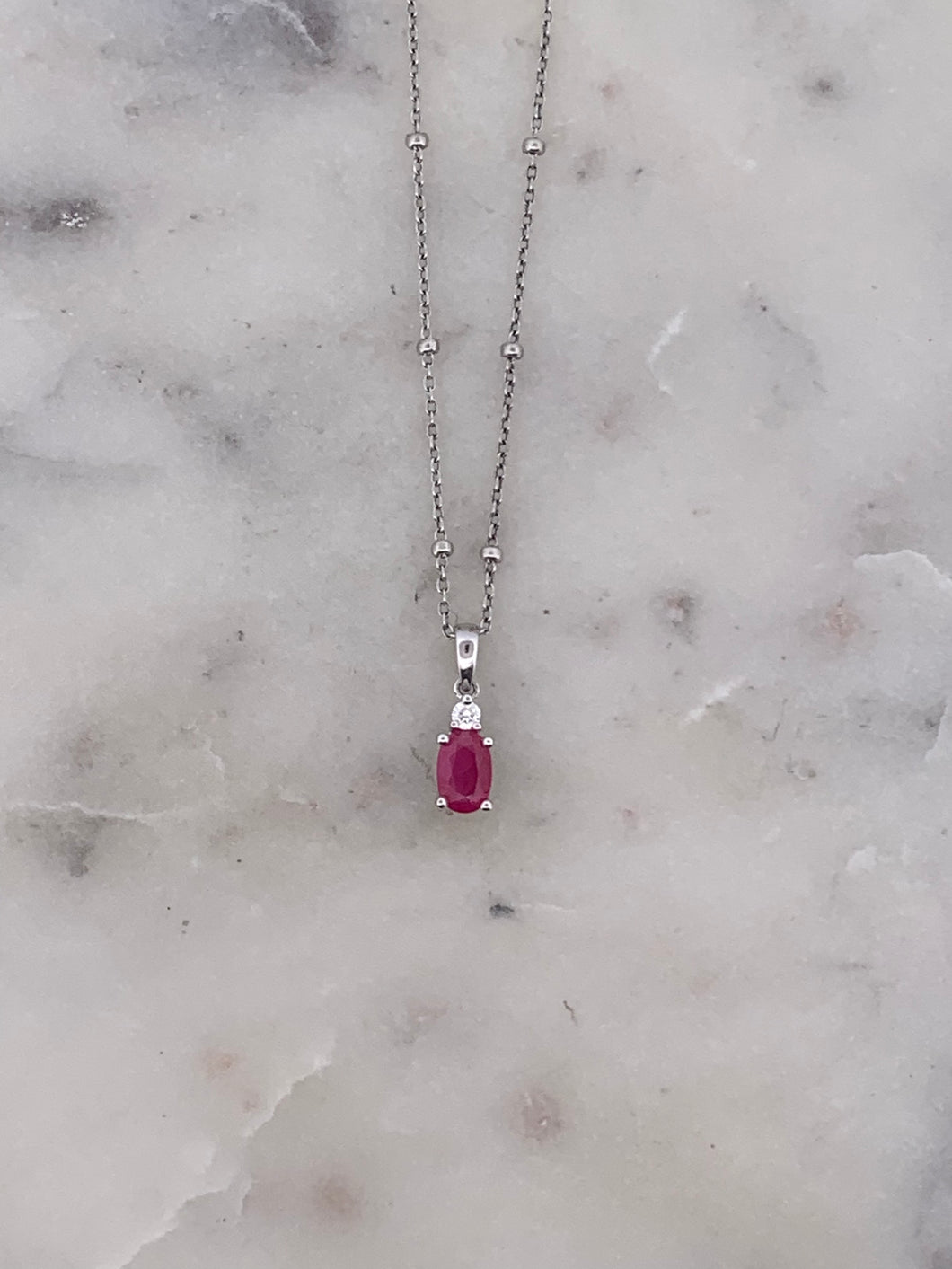 Oval Ruby Pendant - WG