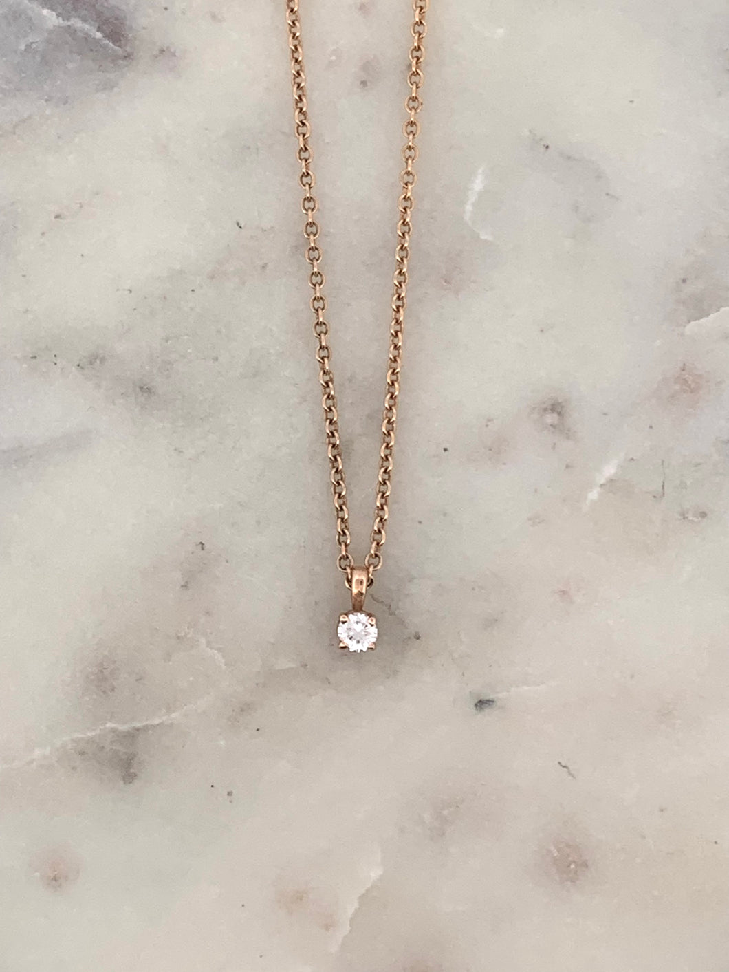 Round Solitaire Rose Gold Pendant