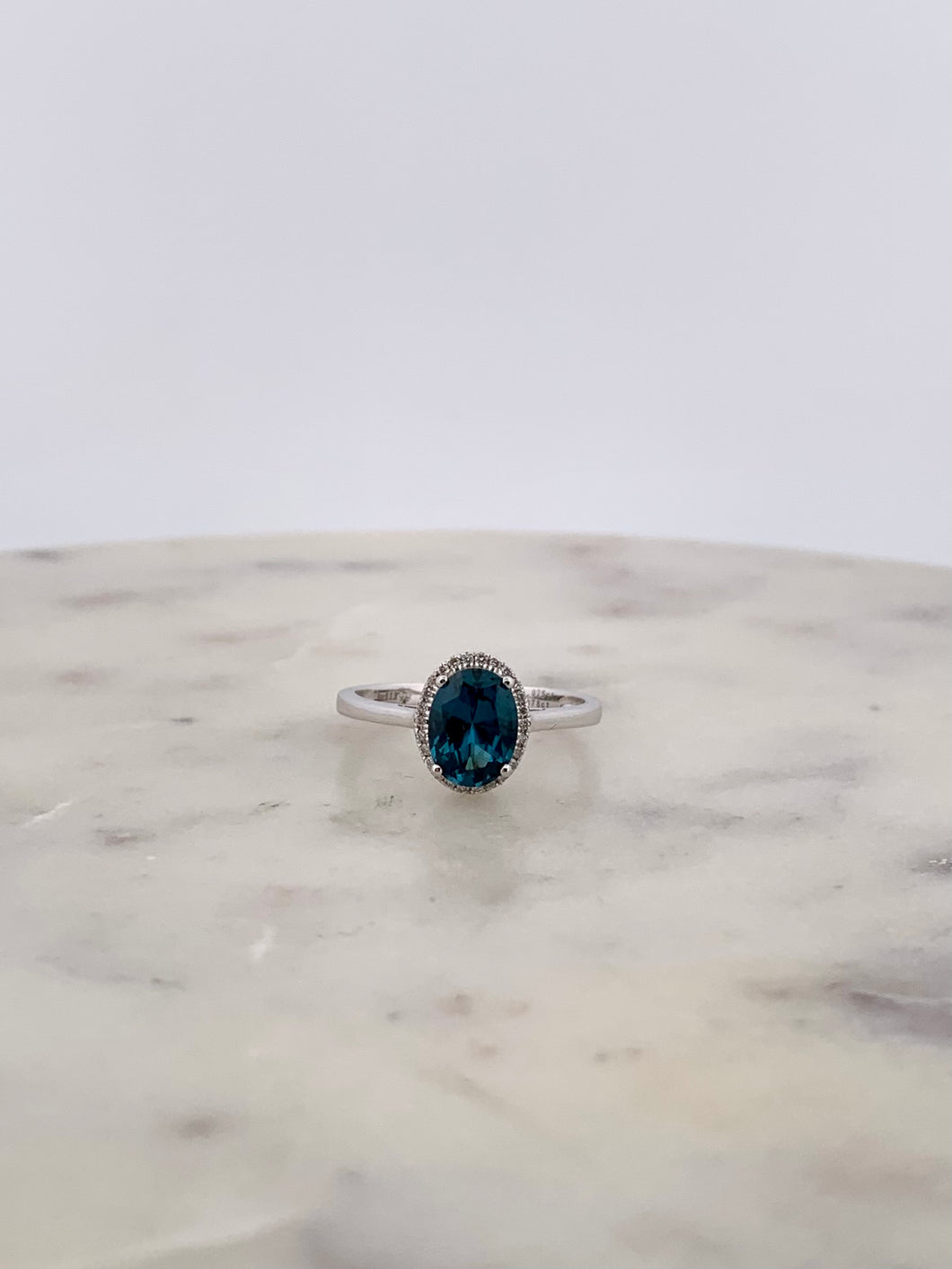Blue Zircon- Oval Ring