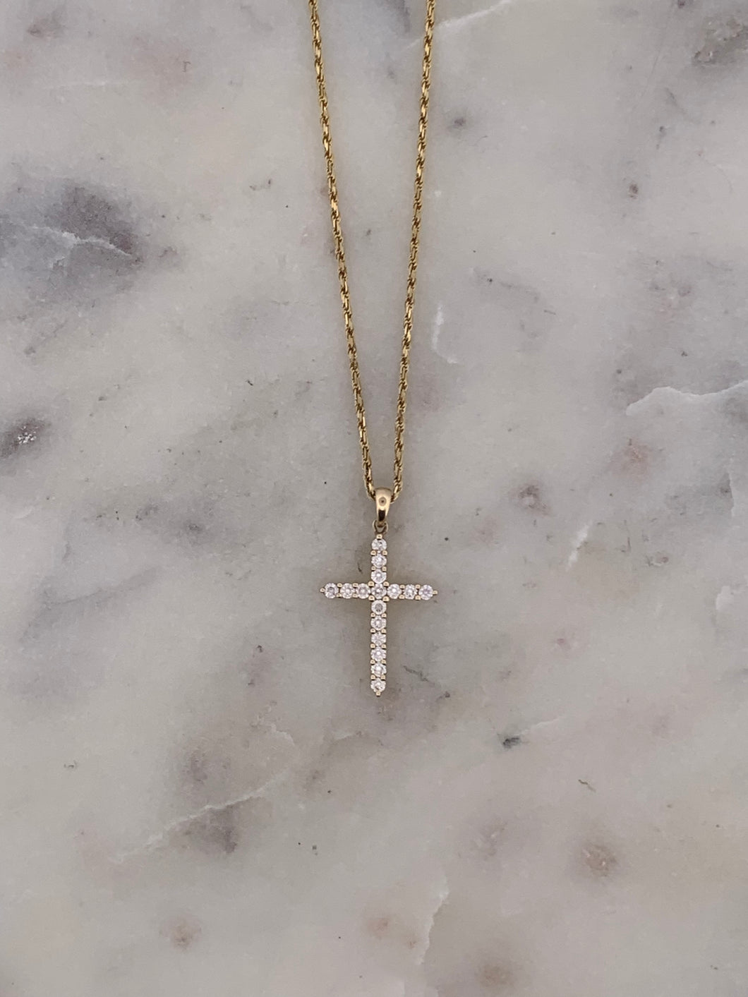 Small Diamond Cross- YG